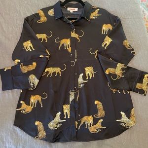 Boutique Leopard Patterned Button Down